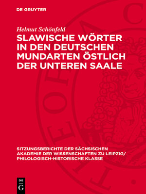 cover image of Slawische Wörter in den deutschen Mundarten östlich der unteren Saale